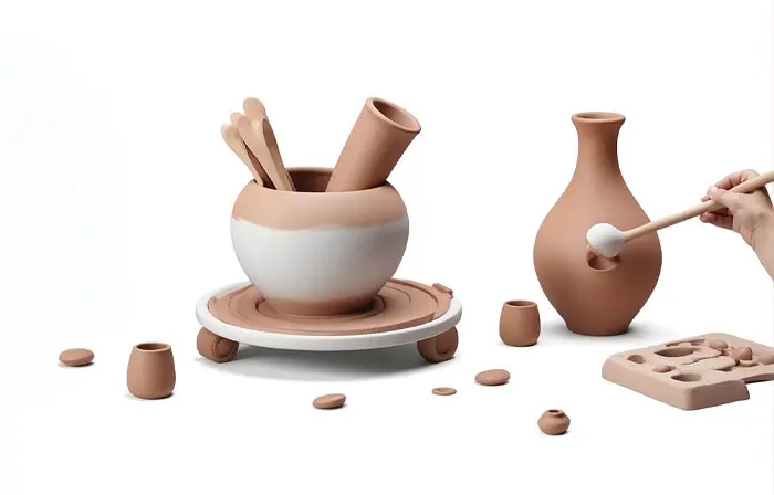 Clay Vase and Bowl 3D Model Illustration image
